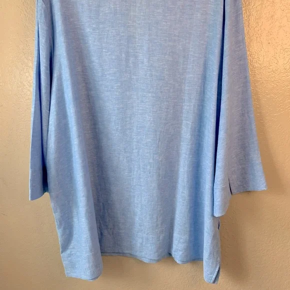 Lands End Coastal Grandma Linen Blend Blue Split Neck Tunic Size XXL - Picture 7 of 11